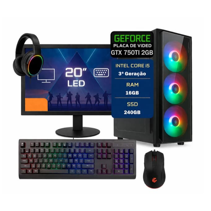 Pc Gamer Completo Intel I5 3ª 16gb GTX750TI 2gb Ssd 240gb