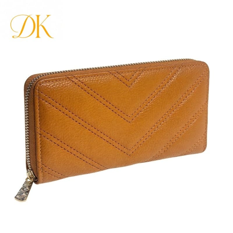 Carteira Longa Feminina V Trançado Muitos Cartões Notas Bolsa de Mão Versátil para Dia a Dia-N119-25