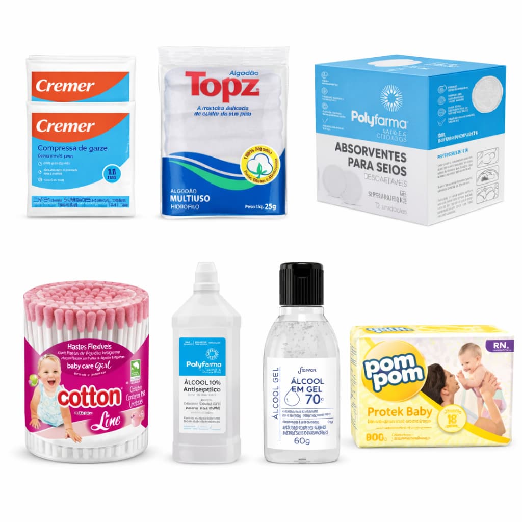 Kit Cuidado com Mamãe e Recém Nascido Maternidade Polyfarma  8 itens Menina