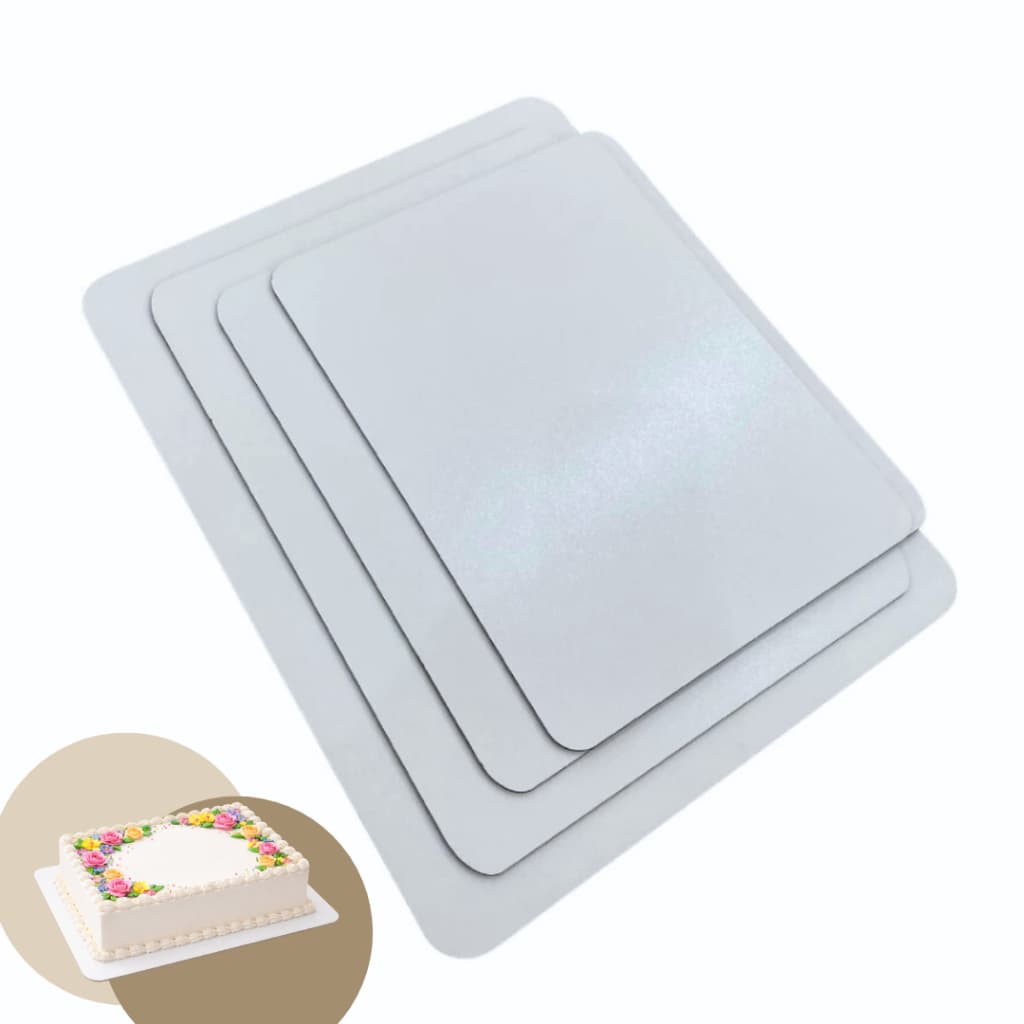 Kit 5 Cake Board Retangular Em Mdf 3mm PREMIUM - Base Para Bolo Confeitaria + Chaveiros Brinde