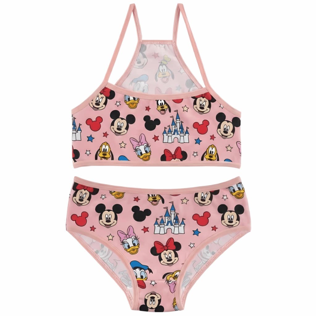 Conjunto Infantil Menina Moça Nadador Estampado Top e Calcinha Microfibra Forro Algodão