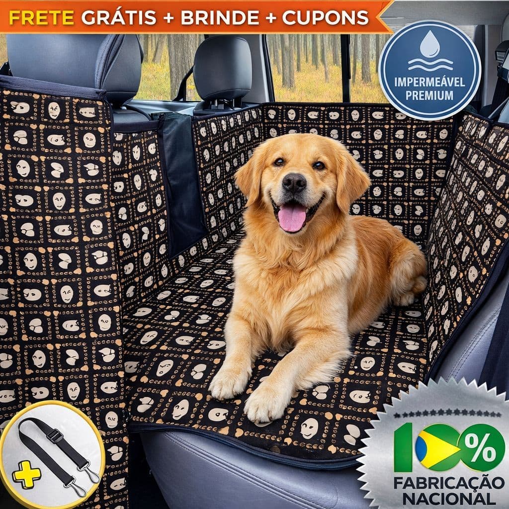 Capa Protetora Banco Carro Transporte Pet | Impermeável Resistente | Cachorro Gato | Cinto Segurança
