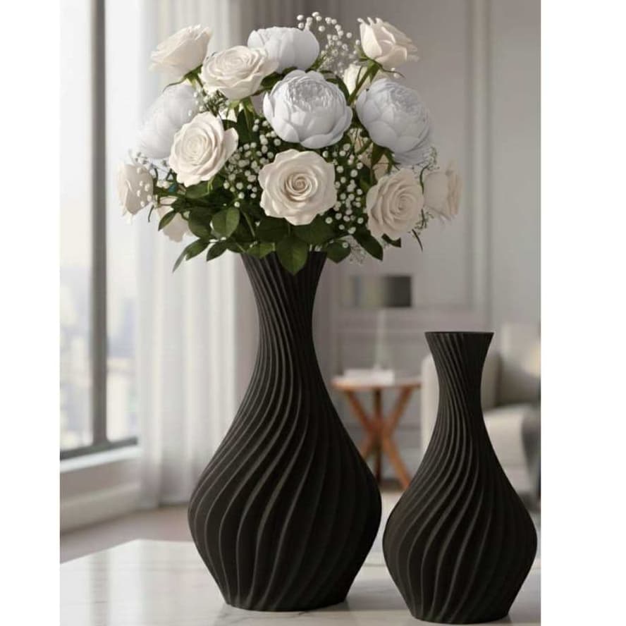 Kit Vasos Decorativos Moderno Espiral 3D Luxo Elegante Ambiente Casa Sala Cozinha Escritório