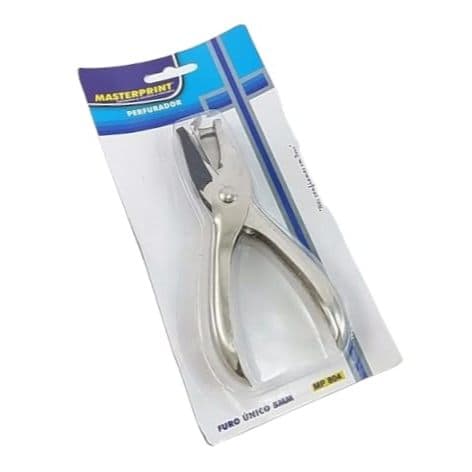 Perfurador de Papel Alicate 1 Furo 6mm em Metal Aço Resistente MasterPrint MP 804 Artesanato Escritório