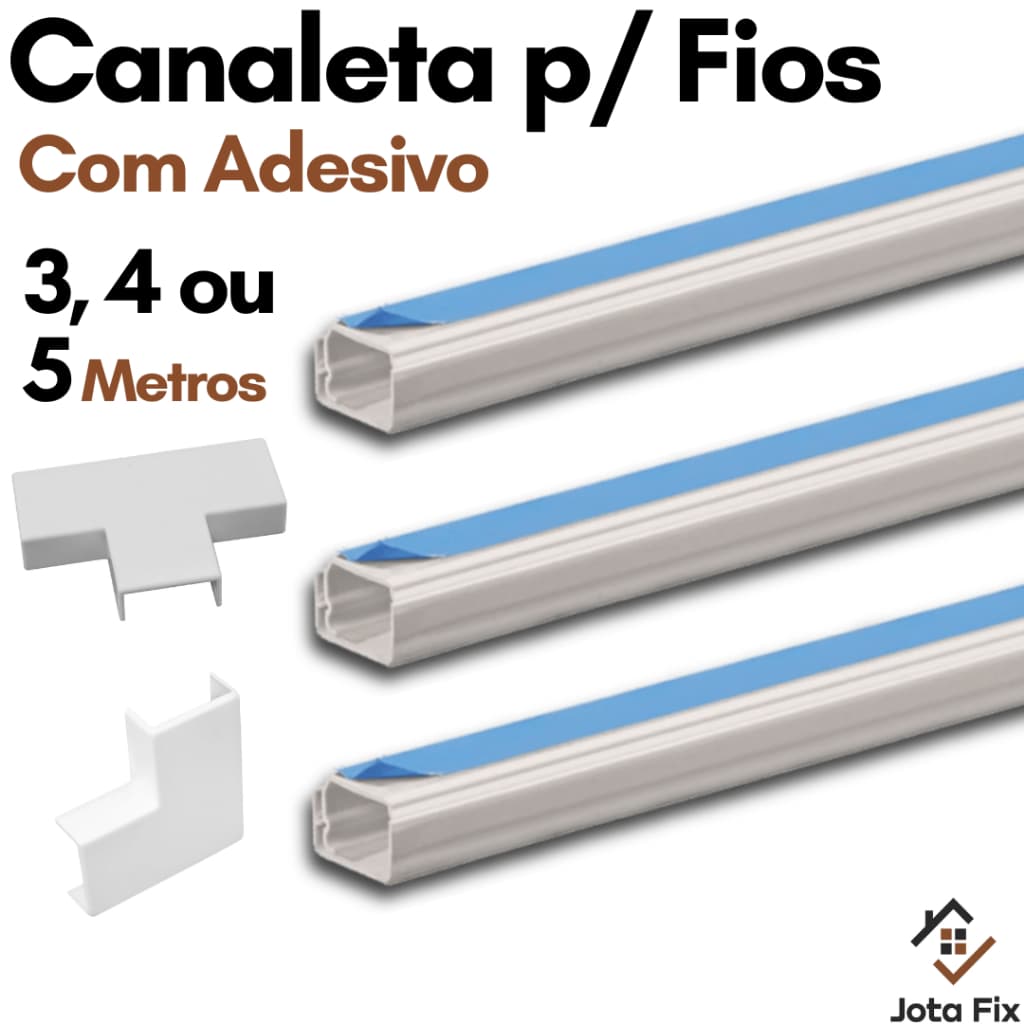 Canaleta para Fio Organizadora de Cabo de Fios 1 Metro Canaleta Adesiva Esconde Fio Conector Emenda