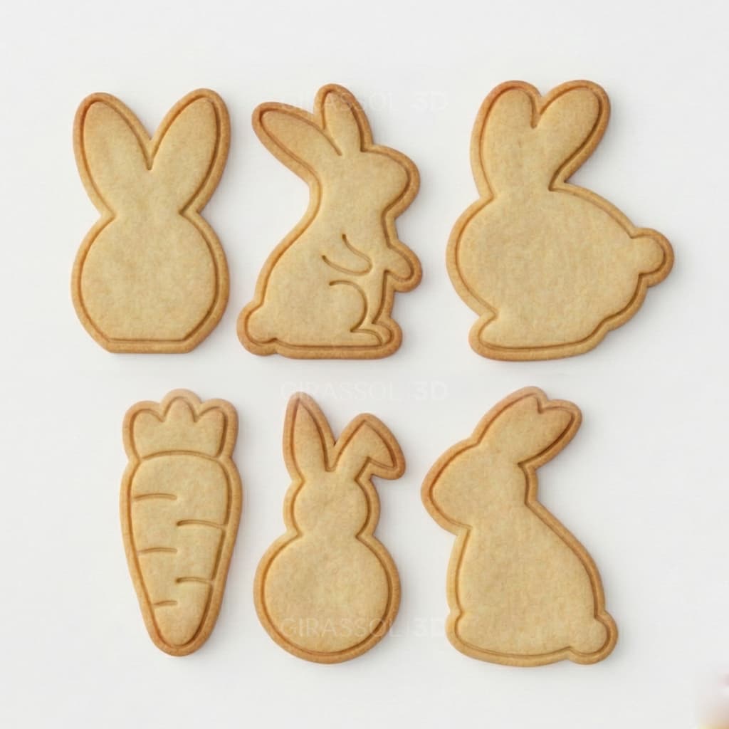 Kit Cortadores de Biscoito Páscoa 6 Peças Coelho Ovo Cenoura Confeitaria - Cortador Personalizado