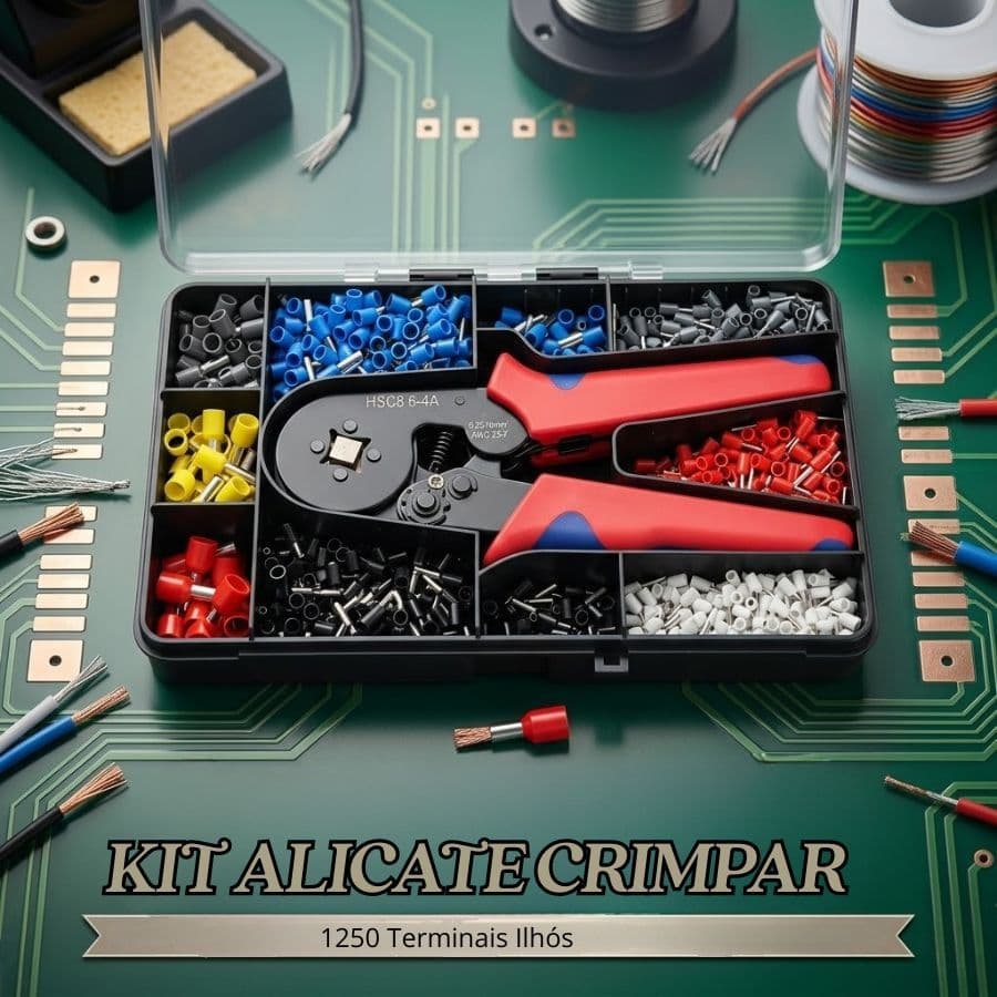 Kit Alicate Crimpar Prensa Box Com 1250 Terminal Ilhós 0,25 A 10mm