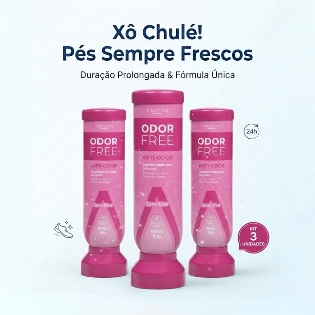 Kit 3 Unidades Desodorizante para Calçados Palterm Anti Odor Spray  Elimina Mau Cheiro Tênis Uso Fem