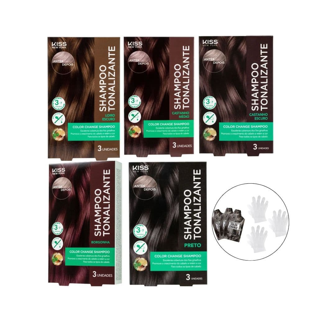 Shampoo Tonalizante para Cabelos Brancos Color Change Kiss New York Cores