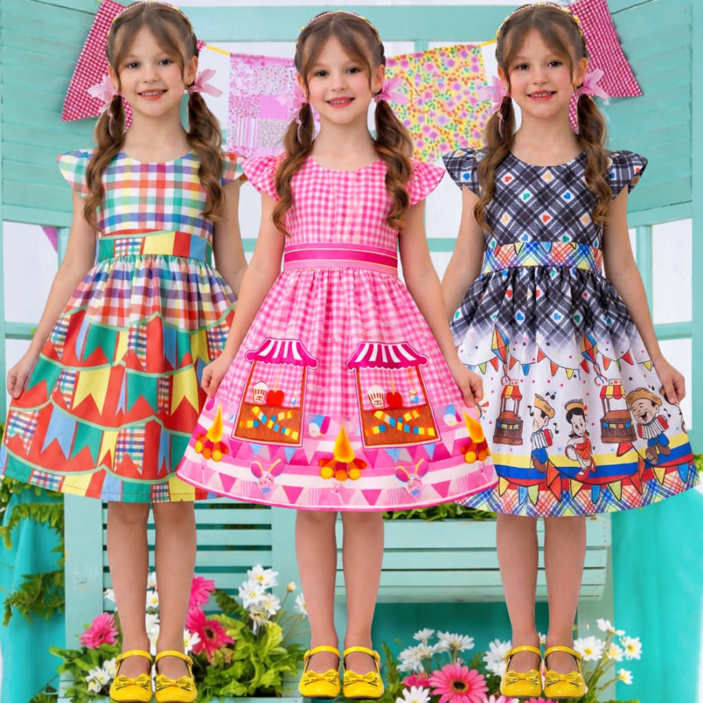 Vestido Infantil menina festa junina quadrilha arraial