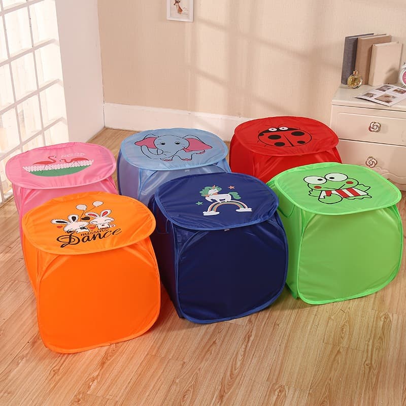 Cesto Infantil Multiuso com Tampa Organizador de Brinquedos e Roupas Sujas Dobrável