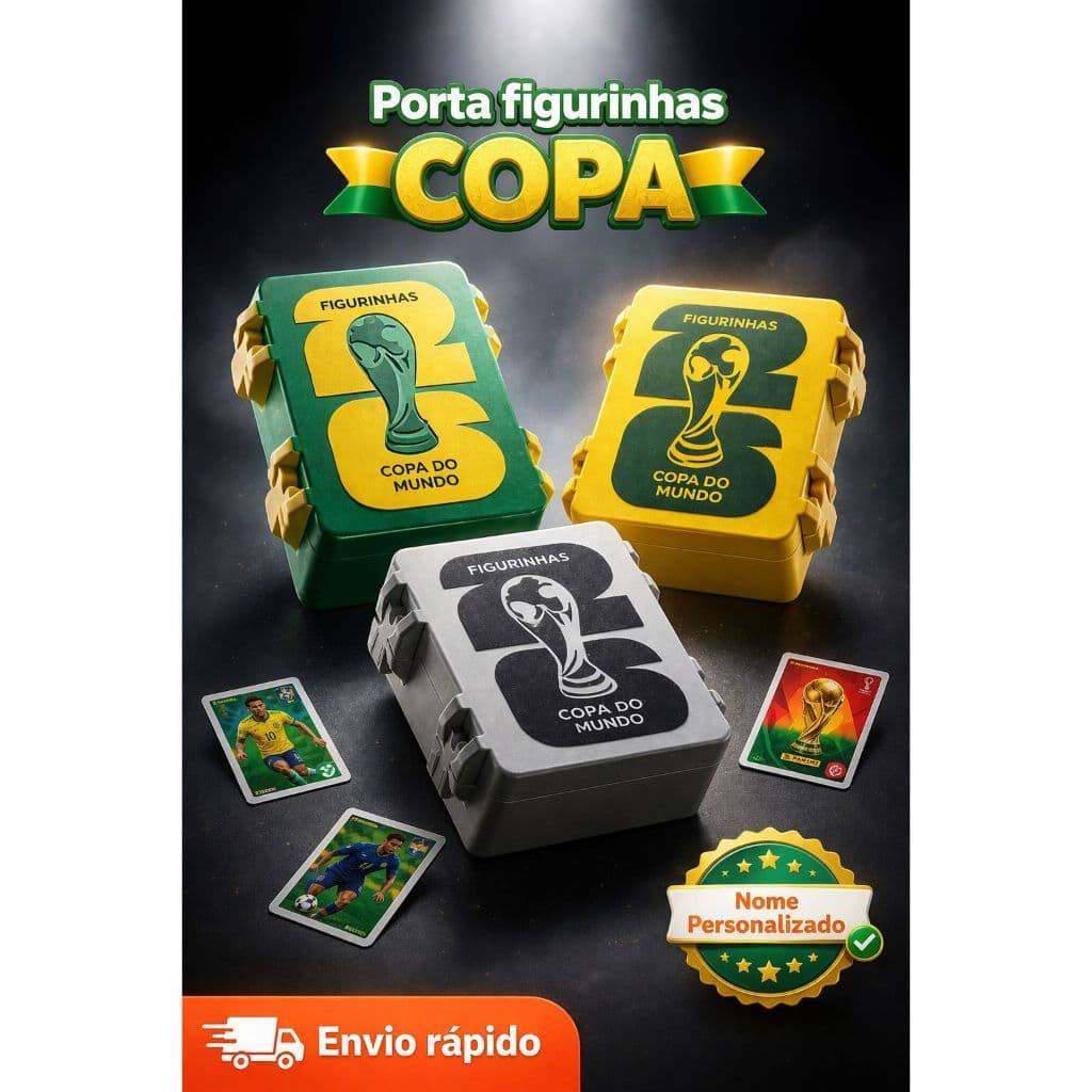 Porta Figurinhas Copa do Mundo | Organizador de Figurinhas Futebol | Opção com Nome Personalizado