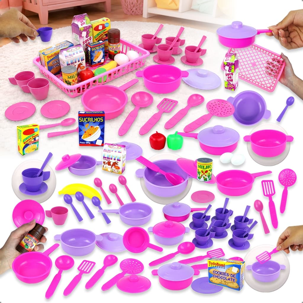 Kit Panelinhas Infantil 18 - 38 Peças Mini Mercado Cozinha Brinquedo Comidinha Criança