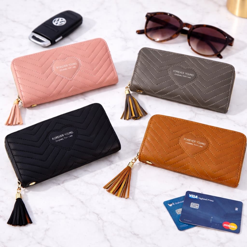 Carteira Feminina Grande Retangular Porta Cartão Documentos Porta Moeda Fashion Forever Young Love