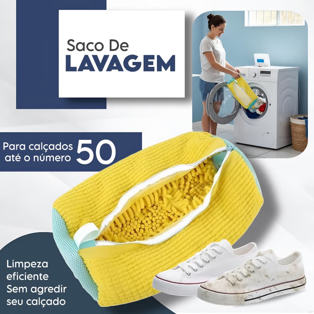 Bolsa Protetora para Lavar Tênis e Sapatos na Máquina – Antidanos e Reutilizável Protege e Limpa
