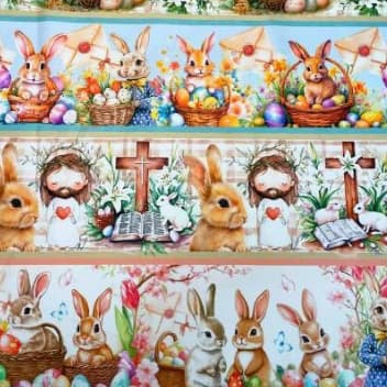 Tricoline Digital Faixa –Pascoa Perfeito para Patchwork, Roupas e Artesanato