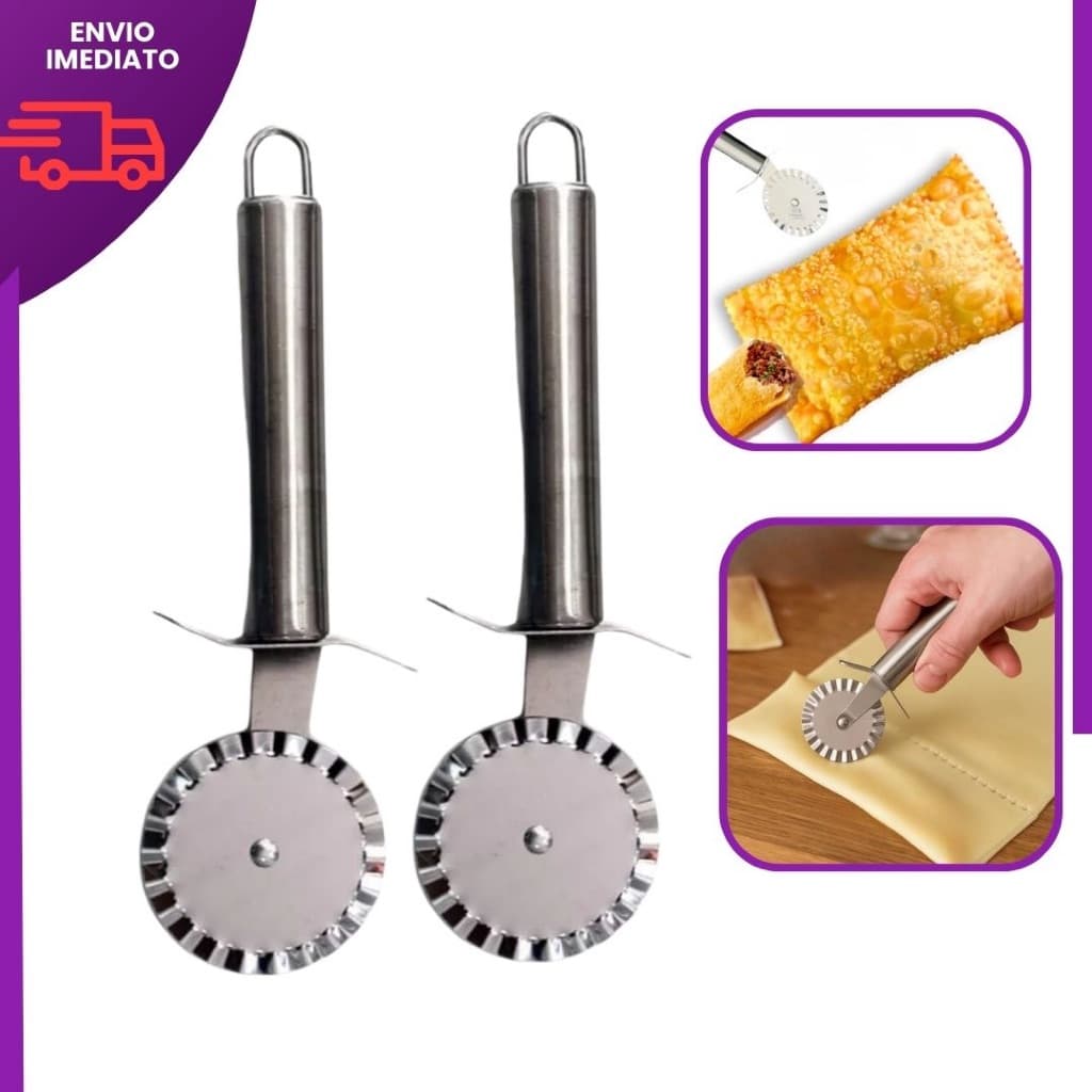 Carretilha para Massa em aço  Inox 25 cm Premium Alta Qualidade e Corte Preciso