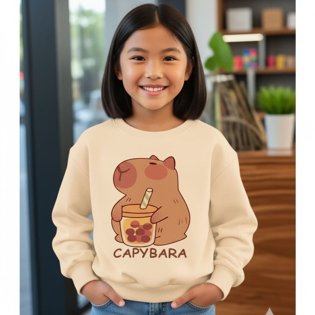 Moletom Infantil Moda Feminina Outono Inverno Capivara Tamanho 02 ao 14