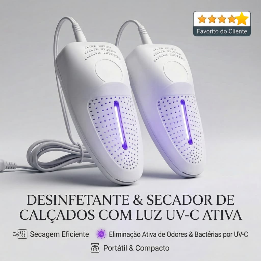 Secador de Tênis e Sapatos Elétrico Tira Odor Secagem Rápida Aquecedor Higienizador Portátil