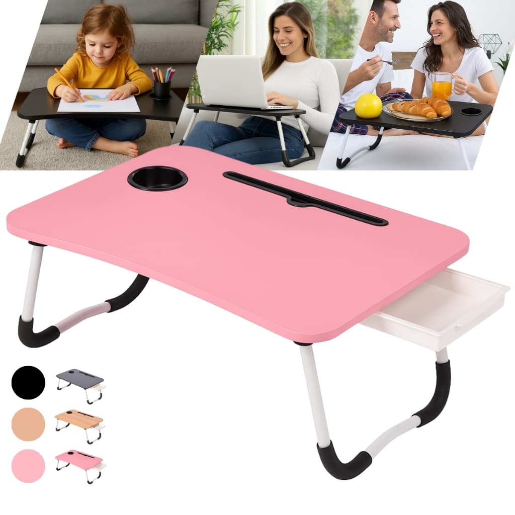 Mesa para Notebook Mesinha para Computador Portátil Cama para estudos com Gaveta Dobravel