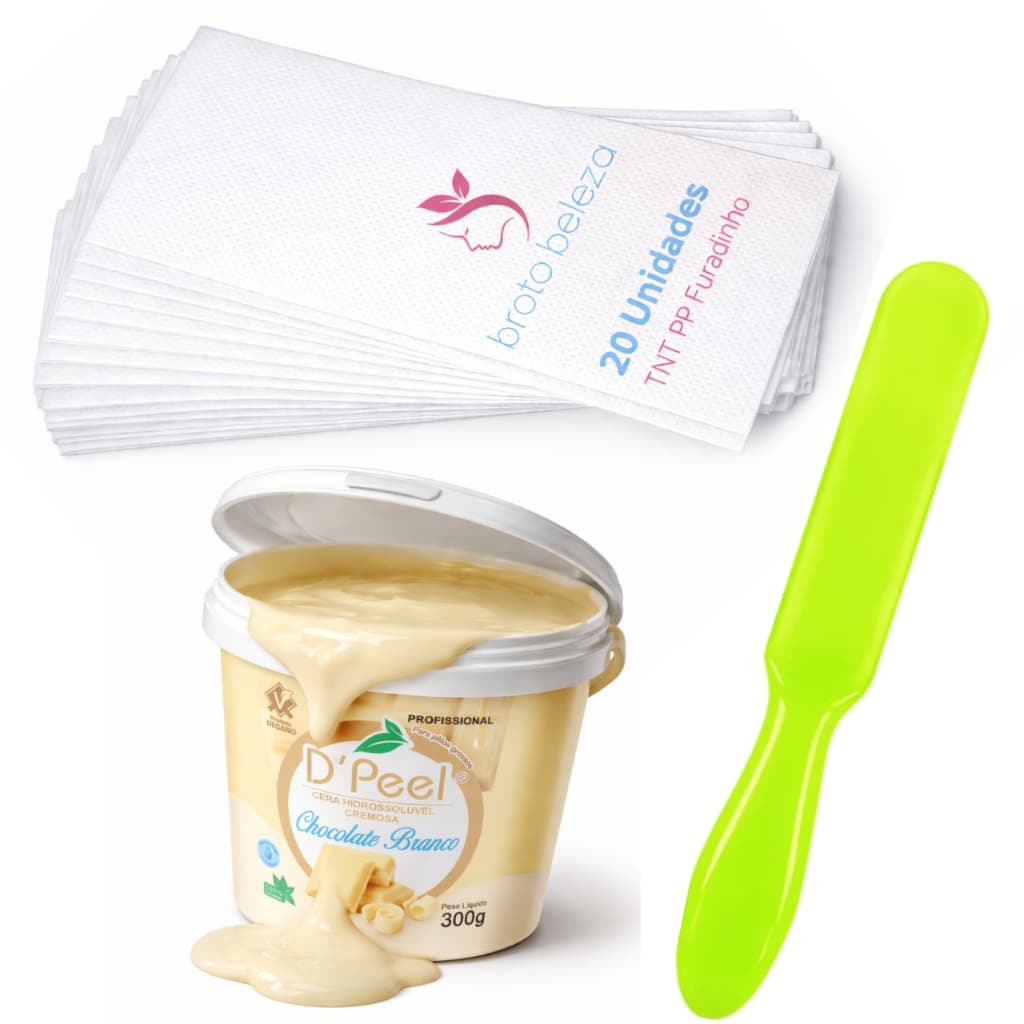 Kit Depilar em Casa Cera Depilatória Dpeel de Camomila 300g + 1 Espátula Plastica + Lenço TNT 20 Fls