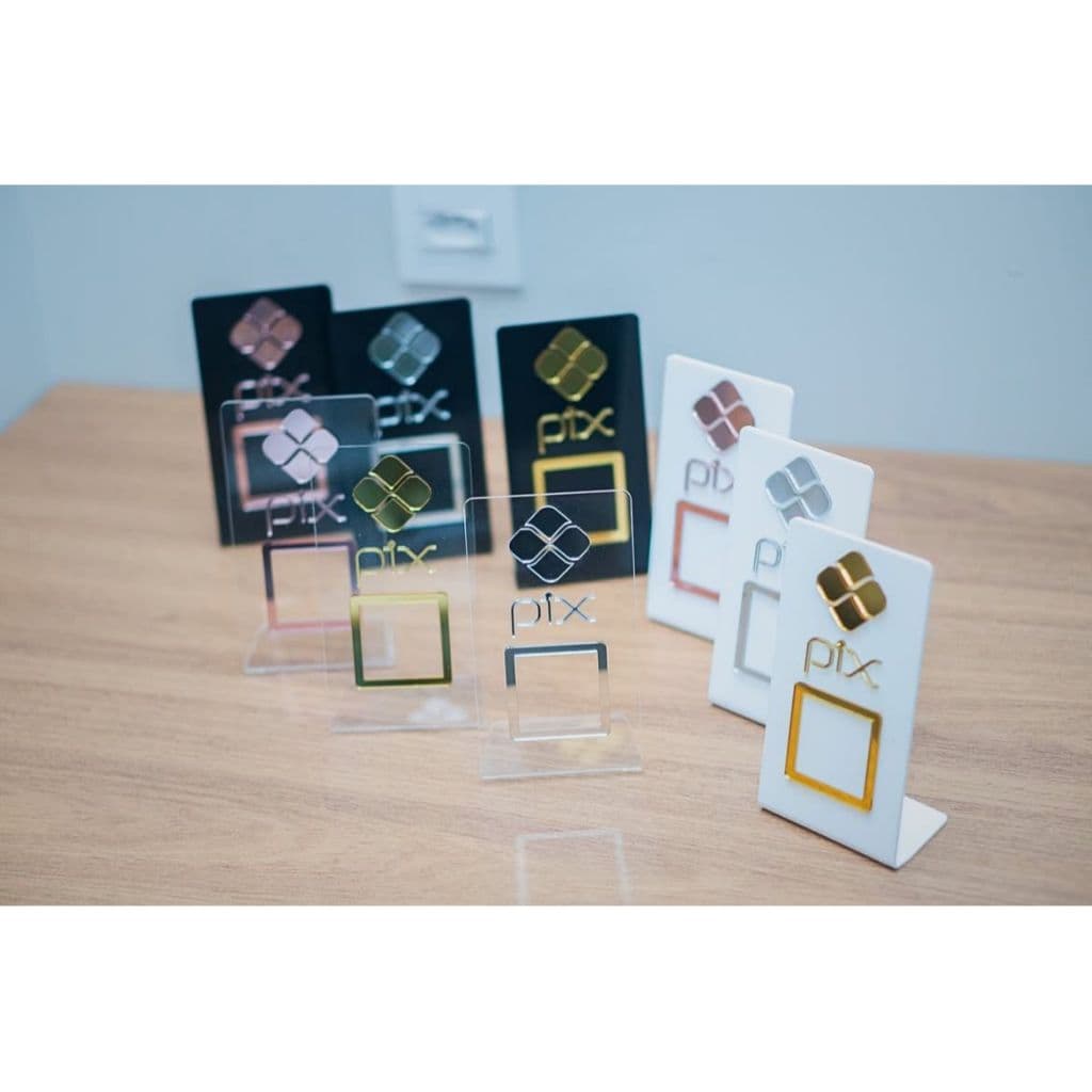 Placa Pix QR Code Pagamento Wifi Acrílico Para Mesa Balcão Loja Estabelecimento