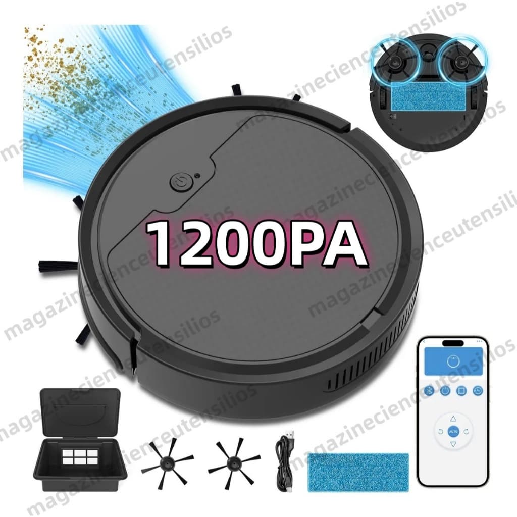 Robo Aspirador Robo Limpeza Inteligente De Pó 3 Em 1 Branco/Preto 127/220v