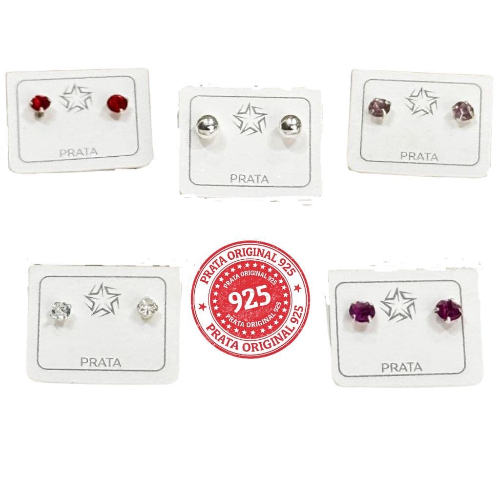 Brinco Infantil Prata 925 Pedrinhas , linha baby Diversas Cores  92,5% de Prata com Certificado