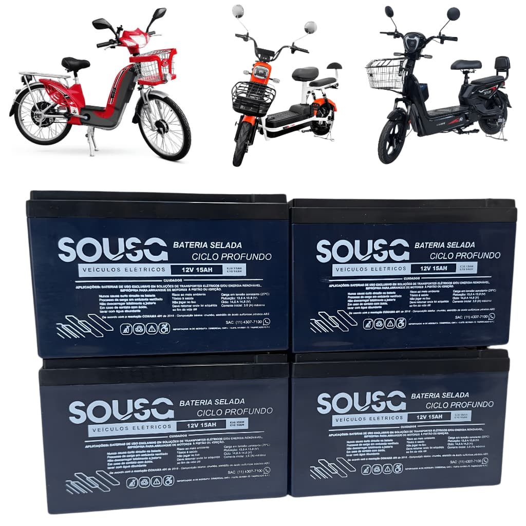 Bateria 12v 15ah - Sousa Ecobikes Bicicleta Elétrica Scooter