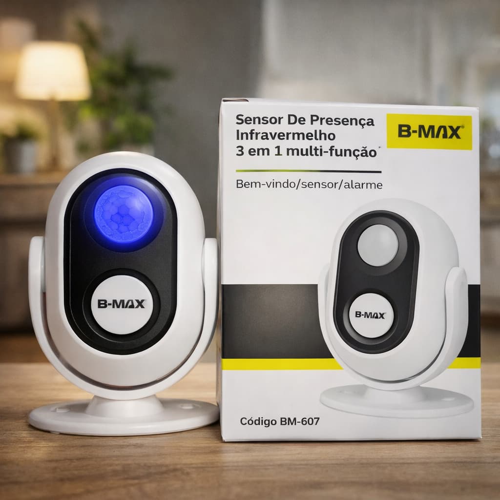 Sensor de Presença Detector de Movimento com Alarme Infravermelho Bivolt