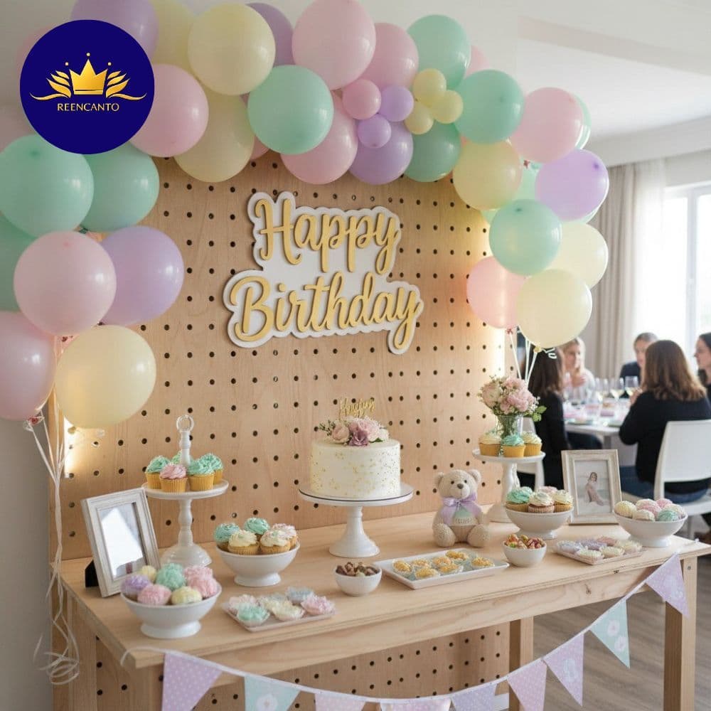 Letreiro MDF Happy Birthday 60x40 Decoração Festa Aniversário Placa Painel Parede Infantil Adulto