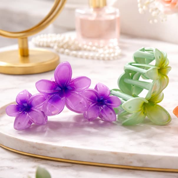 Piranha de Flor para Cabelo – Presilha Grampo Médio/Grande Colorida 11cm