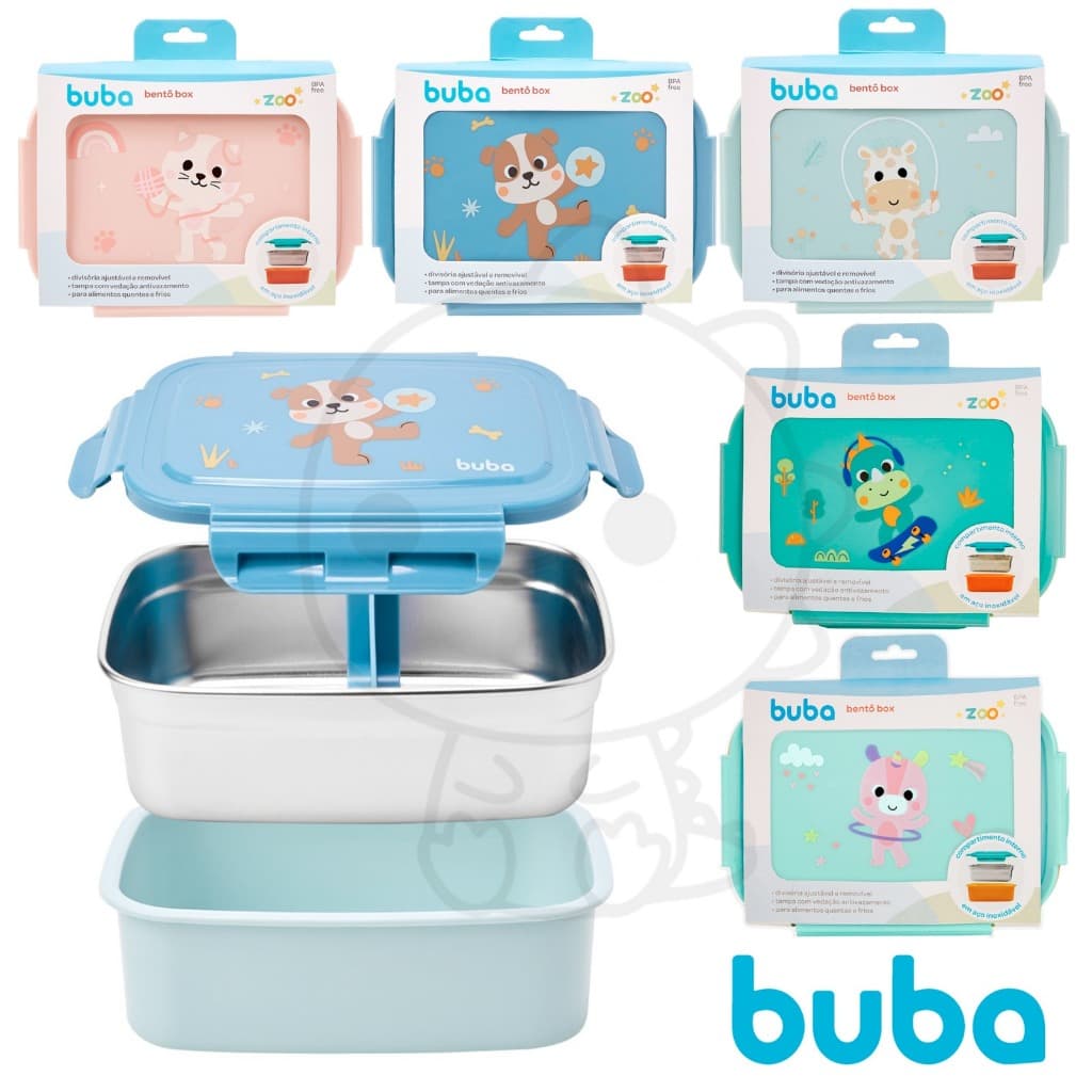 Bento Box Buba De Inox Com Trava e Divisórias Pote Marmita Buba volta as aulas