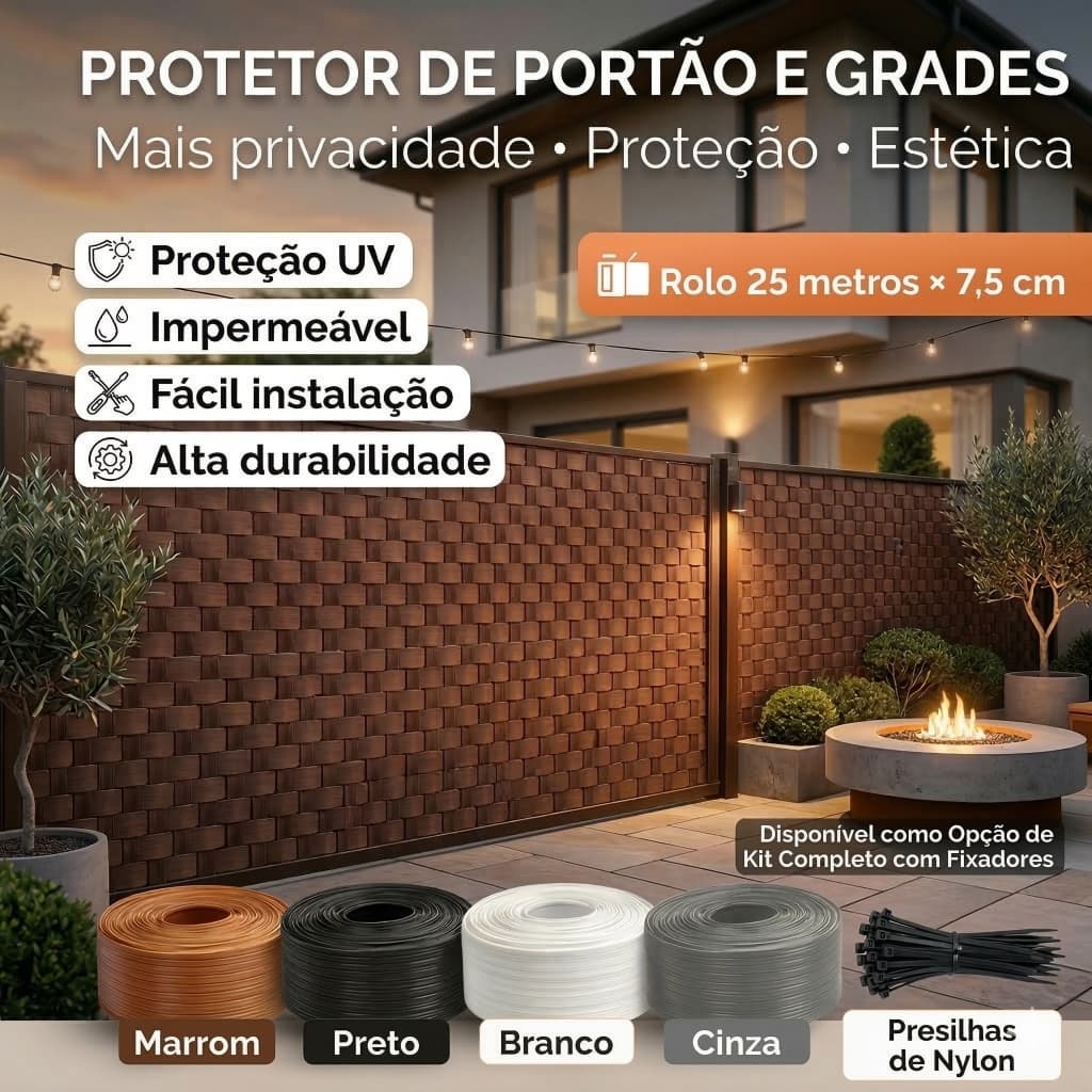 Protetor Portão Fechamento Grade Varanda (várias cores e kit completo pra instalação)