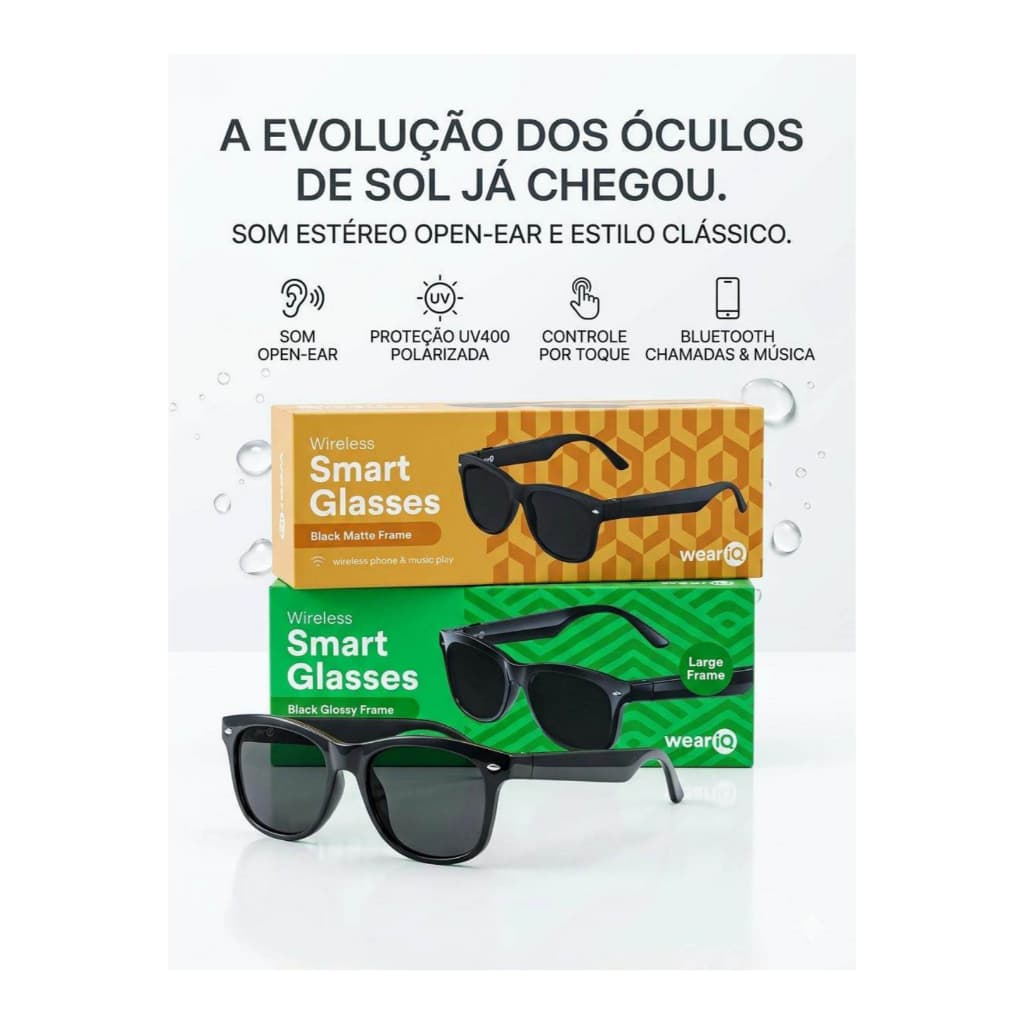 Smart Glasses Óculos Inteligentes WeariQ  Bluetooth Áudio UV400