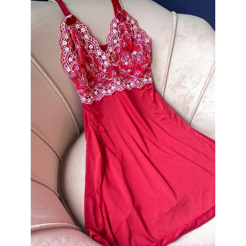 Camisola Feminina Vestido Renda Premium Bicolor Sem Bojo