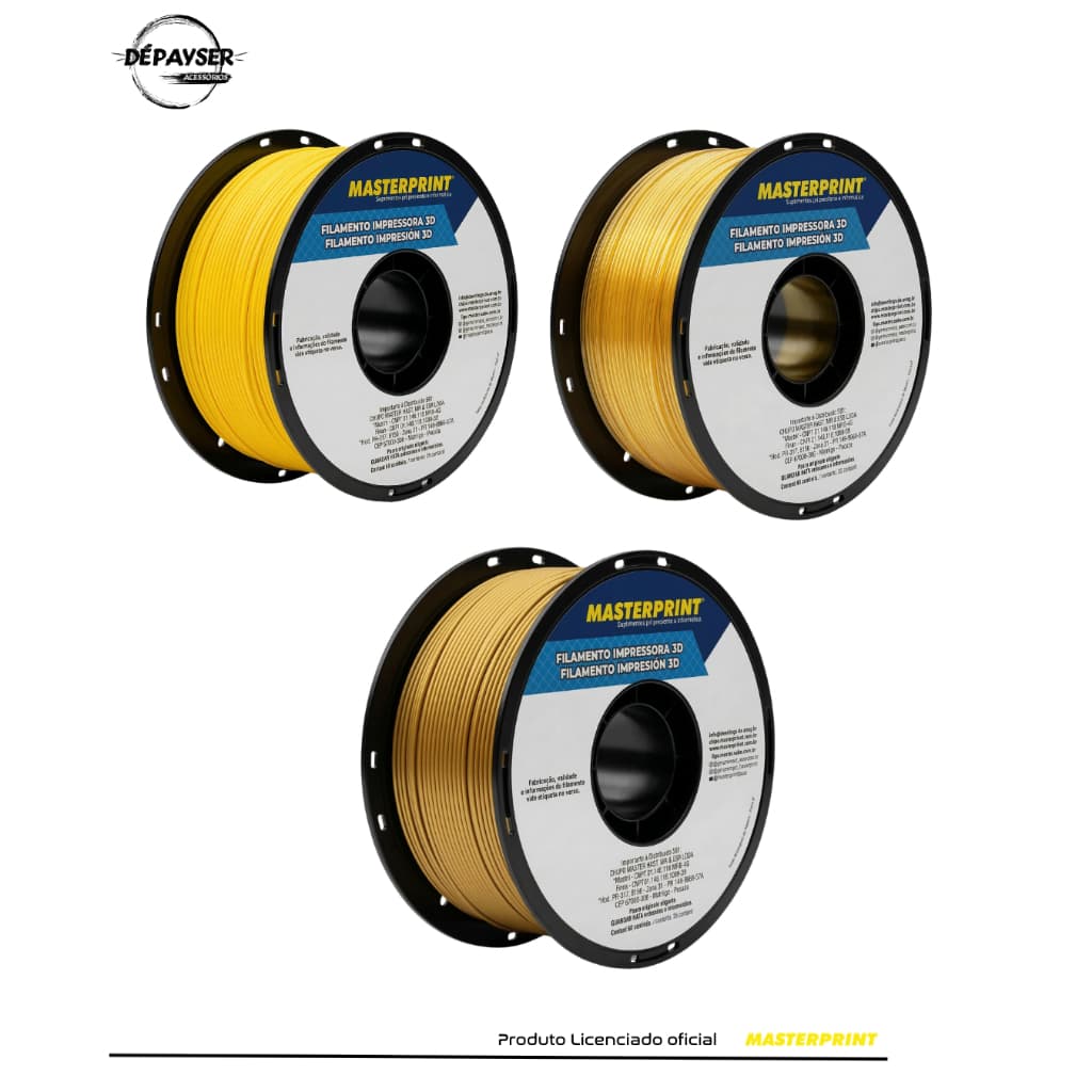 Filamento PETG Rolo Para Impressão 3D 1,75mm 1kg Colorido Amarelo Amarelo Translucido ou Dourado - Masterprint