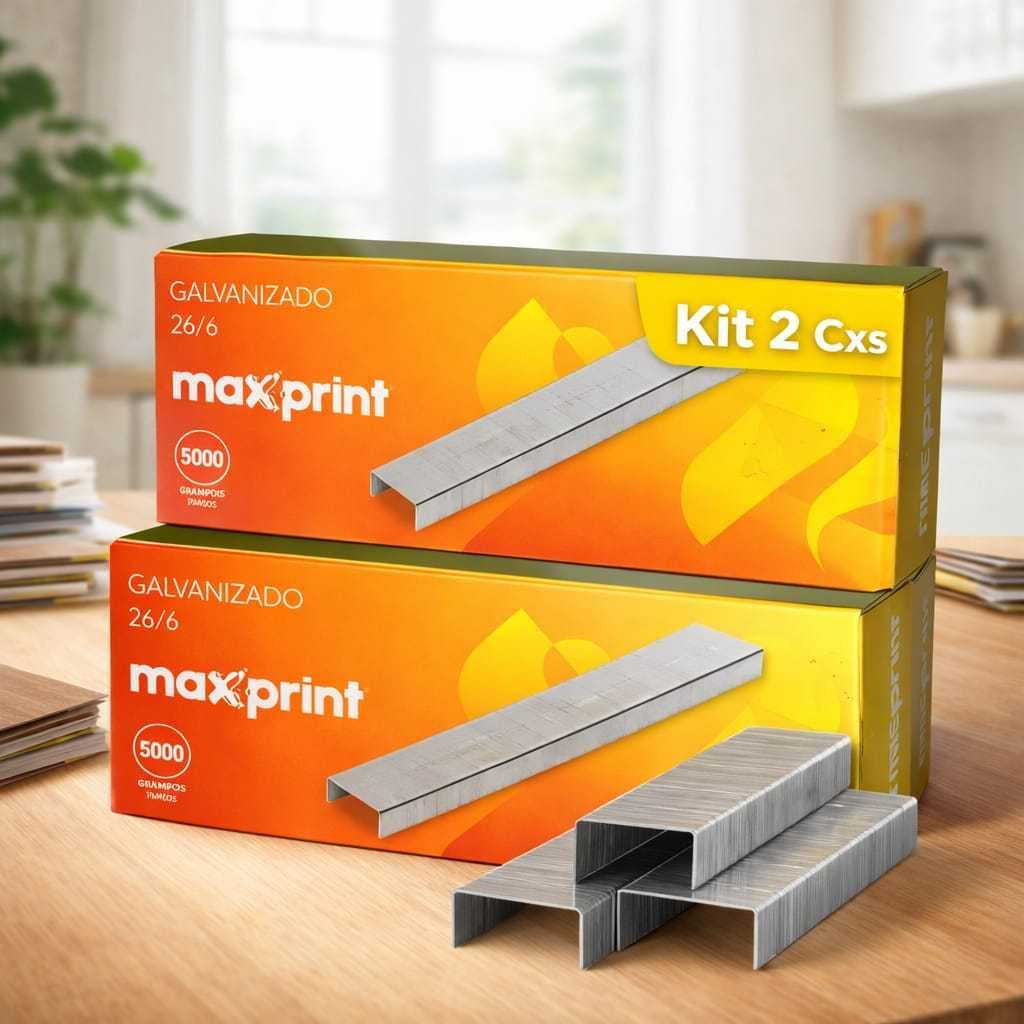 Kit 2 Caixas Grampos Galvanizados 26/6 Maxprint 5000 Unidades Promoção Envio Rápido