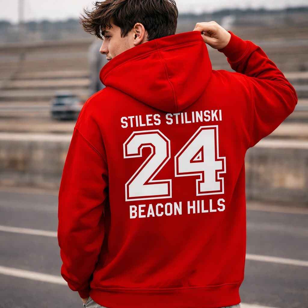 Blusa de Frio Teen Wolf Stilinski 24 Moletom Estilo Colege de Capuz de Algodão Canguru