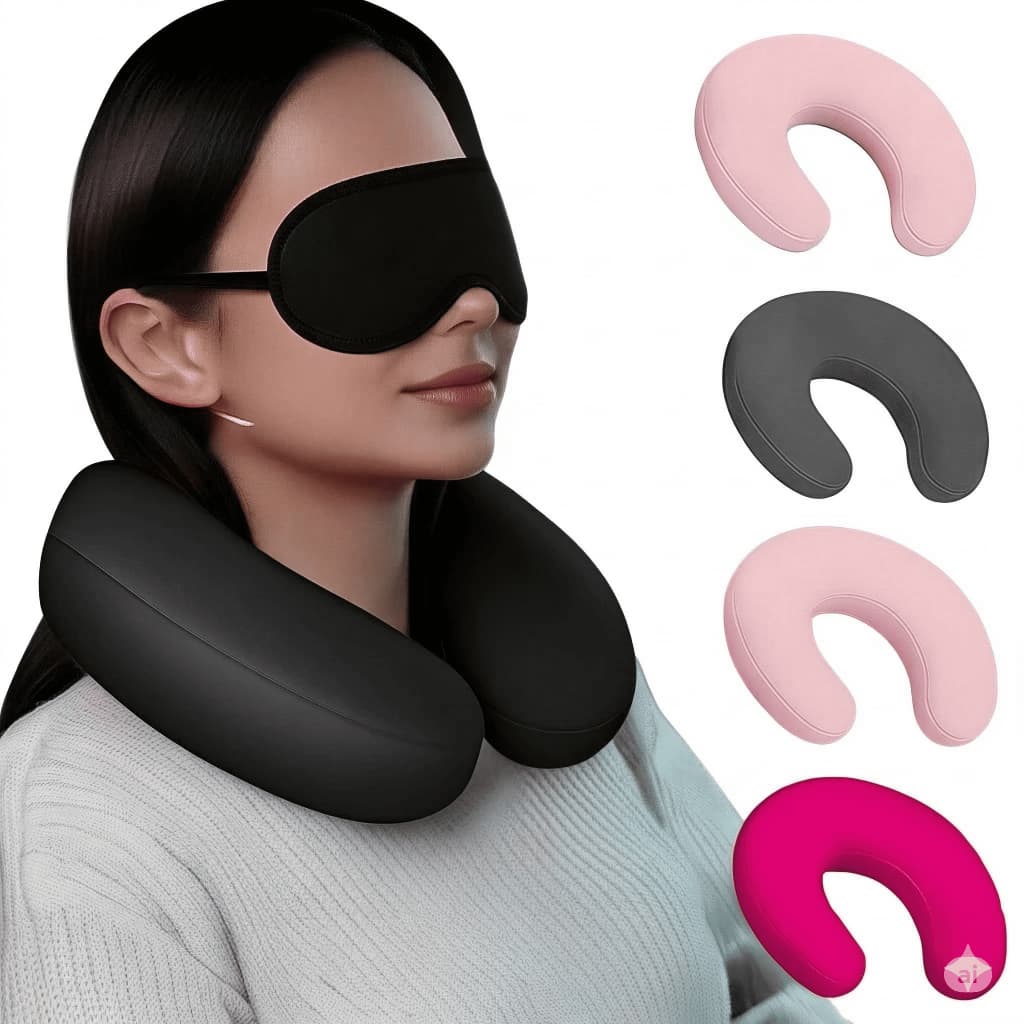 Almofada de Pescoço para Viagem Almofada Descanso de Cabeça Almofada Cervical+mascara adulto infantil