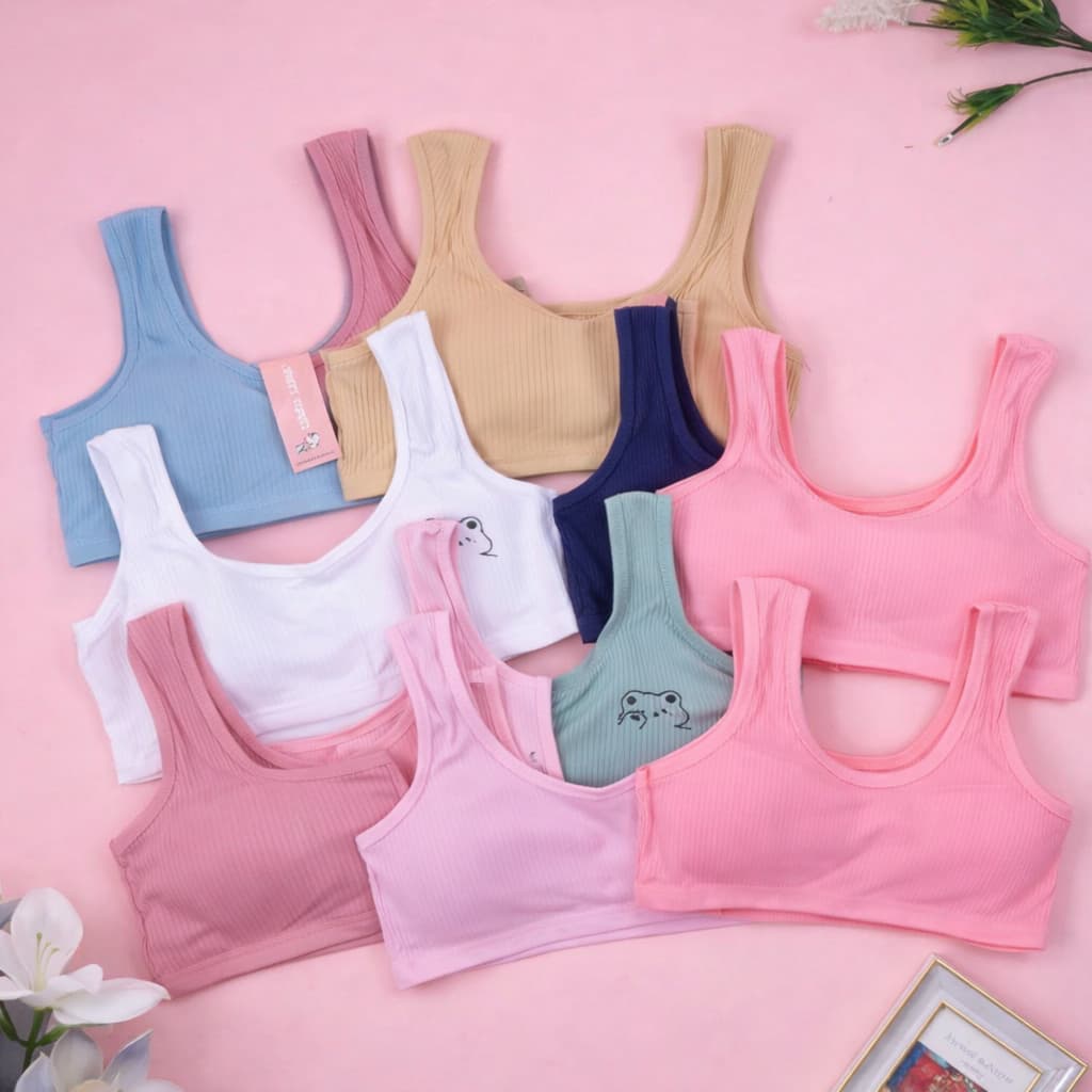 Kit 1 ou 3 Top Sutiã Juvenil com Bojo Algodão Confortável 7 a 12 Anos Sem Aro