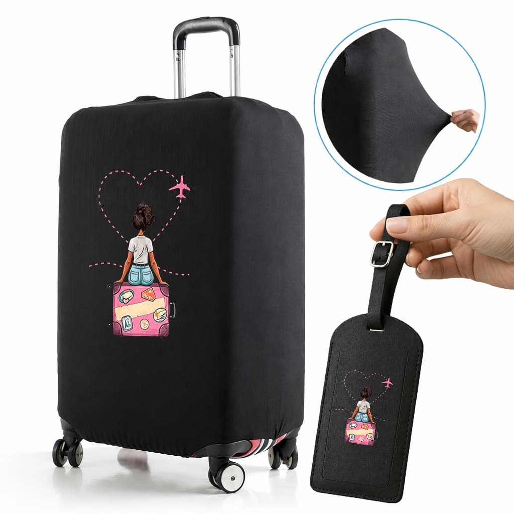 Capa de Mala P-M-G + Tag Estampada Bagagem Viagem Protetora Grande Protetor Original Tecido Canelado