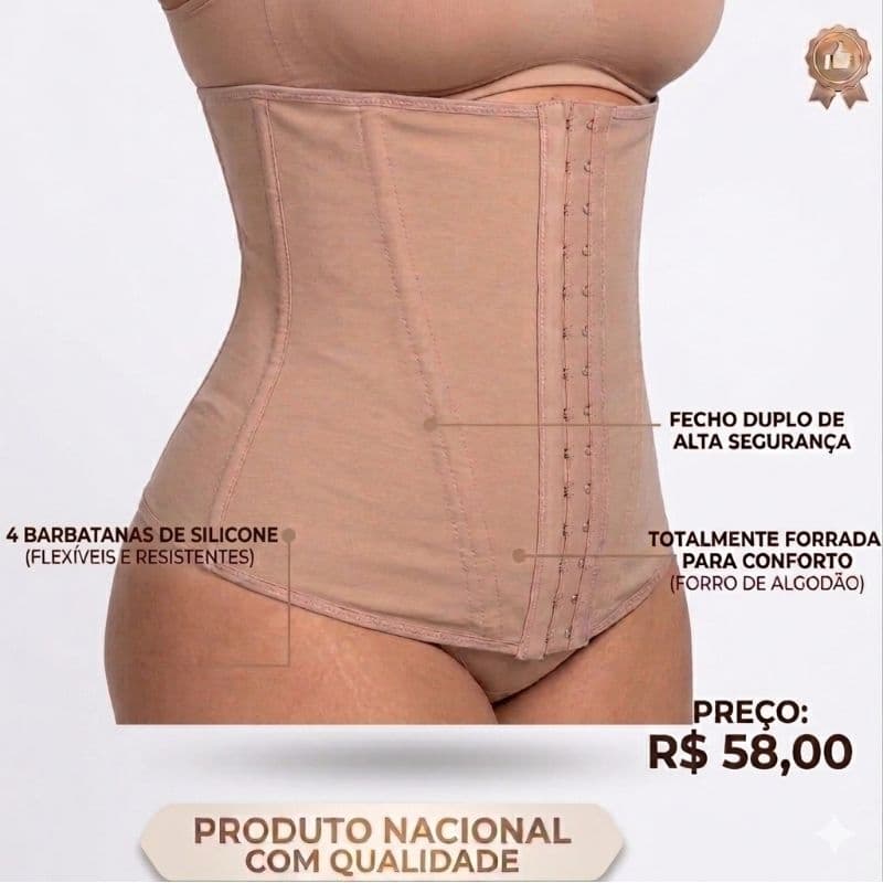 Cinta Modeladora de Compressão com 4 Barbatanas – Forrada em Coton (Conforto do PP ao 54)