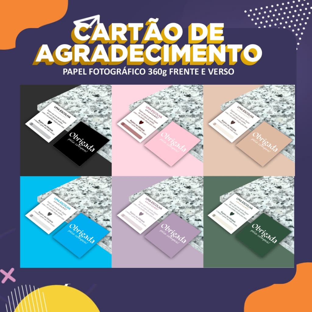 Cartão Postal Personalizado | Obrigada Pela Compra | Papelaria para Embalagem e Unboxing