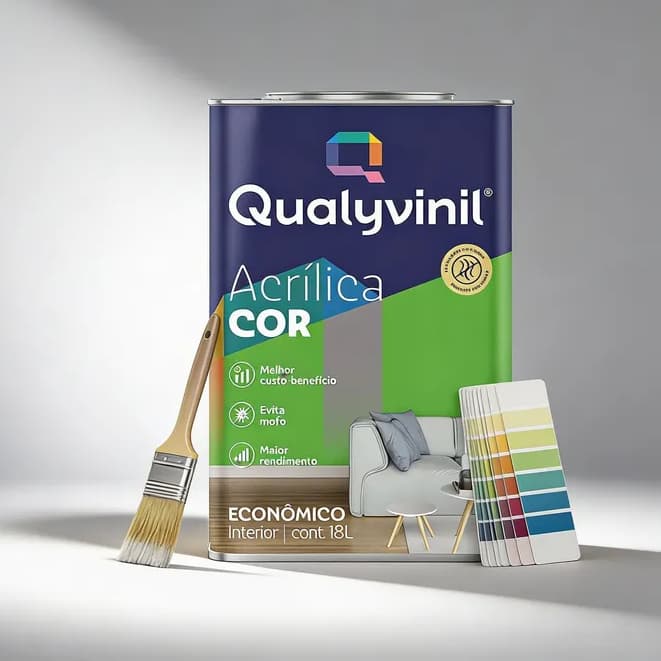 Tinta Acrílica Branco Econômica Rende Muito Areas Internas 18 Litros - Qualyvinil
