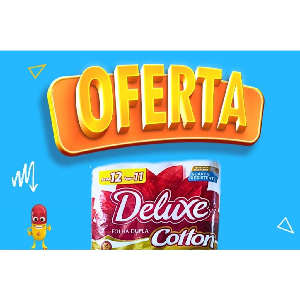 KIT COM 2 Papel higienico Deluxe Cotton folha dupla c/12