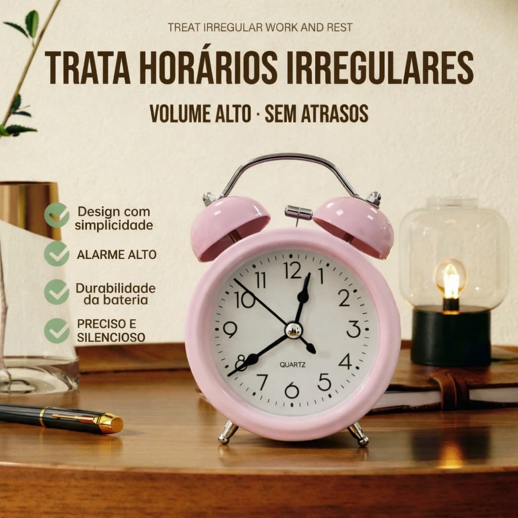 Despertador de mesa em metal cor sólida estilo retrô super alto portátil a bateria Design Clássico - 634