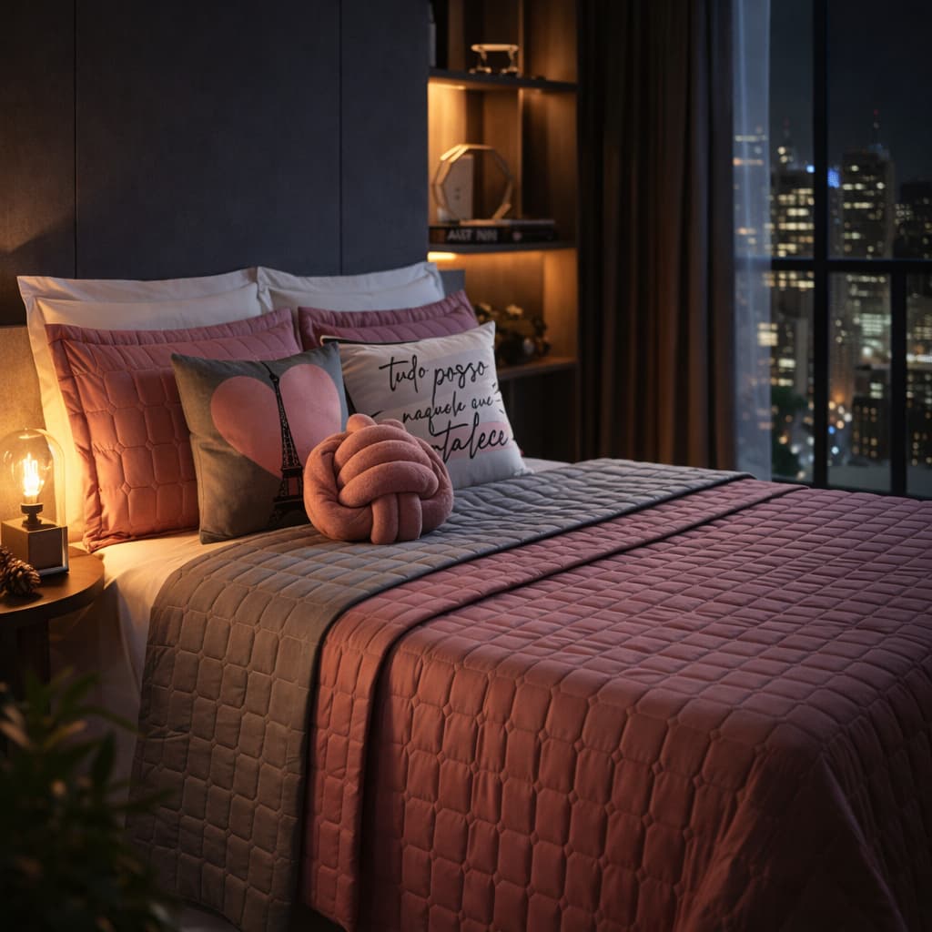 Kit Cobre Leito Dupla Face Paris Queen 08 Peças Original