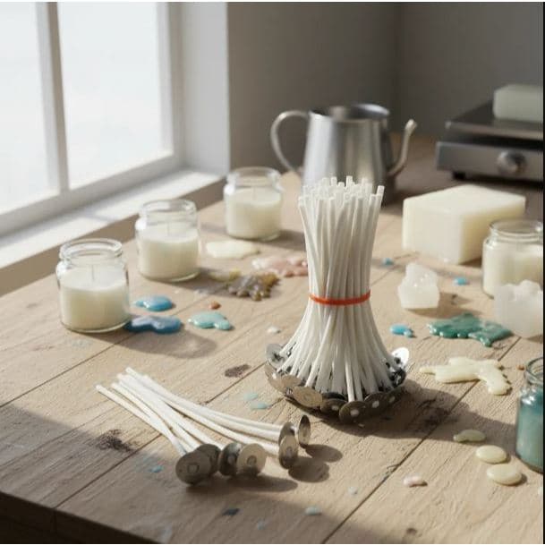 Pavio para velas decorativas B2040 l pavio grosso 3mm com ilhós l pavio de algodão B2040 - 10 cm