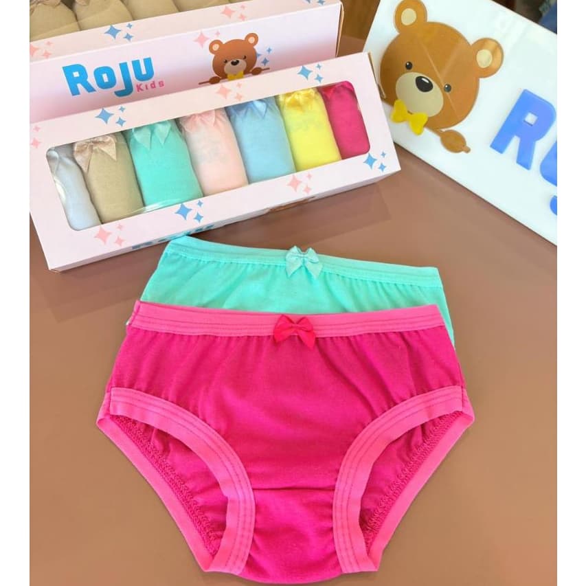 Kit 7 Calcinhas Infantil 100% Algodão Kit Premium Antialérgico Colorida Lisa Menina Desfralde Criança/Bebê Confortável